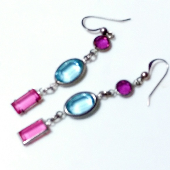 Stunning Pink Tourmaline,Topaz & Amethyst Earrings - Picture 2 of 5